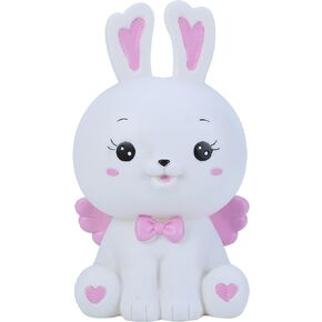 H&W Lovely Bunny Coin Money Bank, Shatterproof Easter Rabbit Piggy Bank, Creative Money Bank, Can Store 800 Coins, Best Bitrthday Gift (Pink)