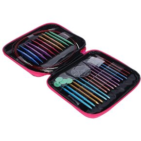 Nikou 13 Pairs of Interchangeable Circular Knitting Needles Set with 1 Storage Case, Aluminum Circular Knitting Needle for Handmade DIY Knitting with Knitting Accessories