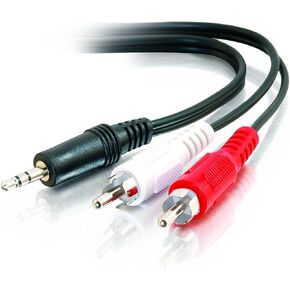 C2G Legrand 3.5mm Male to RCA, Stereo Audio Extension Cable, Audio Y-Adapter Cable, Black Dual RCA to 3.5mm Adapter, 12 Foot, 1 Count, C2G 39943