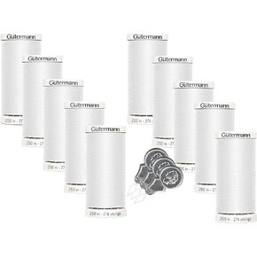 Gutermann Invisible Thread 250m/274yd (736619) - 100% Poyamide - 10 Pack Bundle with 3 Bella's Crafts Needle Threaders
