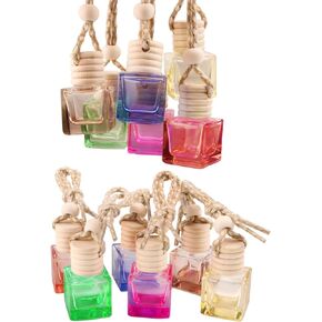 12 Pcs Hanging Perfume Bottle Car Air Freshener Bottle Essential Oil Fragrance Diffuser Bottle Pendant Car Ornament Decoration Accessories