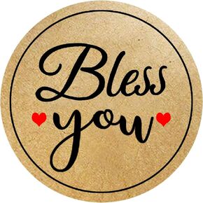 Top label 1.5 Inch Bless You Stickers for Small Business Owners,Bakeries,Handcraft Goods,Boutiques,500 Pcs Per Roll