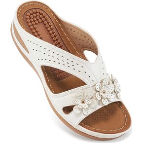Ecetana Womens Sandals Wedge Slides Dressy Summer Comfortable Sandal Lightweight Casual Flowers Non Slip Platform Shoes in Kuwait