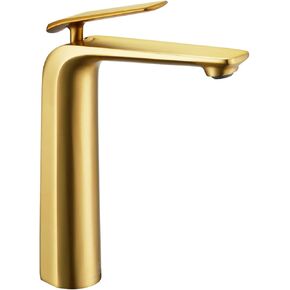 Tall Bathroom Faucet Gold, One Hole Single Handle Vessel Sink Faucet Brushed Gold Basin Faucet, Brass Bathroom Faucet for Vessel Sink, Single Lever Lavatory Faucet in Saudi Arabia