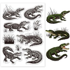GLOBLELAND Alligator Clear Stamp Reeds Clear Rubber Stamps Crocodiles Silicone Stamps for DIY Scrapbooking Photo Album Decorative Cards Making Home Decoration 6.3x4.33inch in Saudi Arabia