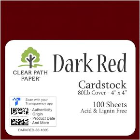 Dark Red Cardstock - 4 x 4 inch - 80Lb Cover - 100 Sheets - Clear Path Paper