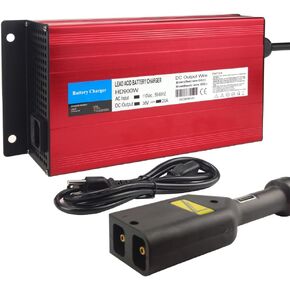 36V 20A Battery Charger for EZGO EZ-GO TXT 96-Up Golf Cart, Powerwise Style D-Plug, Red Aluminum Shell