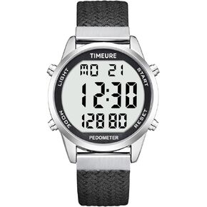 Accurate Pedometer Watch for Walking Simple Step Counter Watches Steps Tracker Large Digital Display Waterproof Non Bluetooth TIMEURE-2306