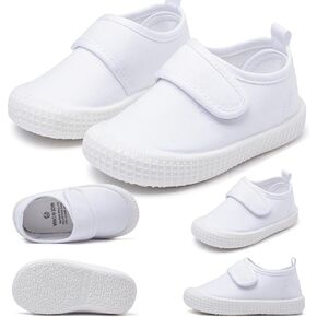 Baby Walking Shoes Girl Boy White Toddler Canvas Slip-on Sneakers