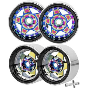 RC Aolly Wheel Rim 1.9 بوصة Beadlock ترقيات جزء لـ 1/10 Rc Crawler Scx10 TRX4 VS4-10 Gen8، الألومنيوم 1.9 Beadlock عجلة الحافات حافة محور العجلة الثقيلة (فضية)