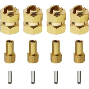 4Pcs 7mm Brass Hex Wheel Hubs and Extension Hex Drive Adapter Compatible with Axial SCX24 AXI00001 AXI00002 AXI90081 RC Crawler Car