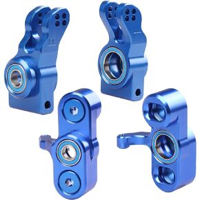 2-Pack Front Steering Knuckles Caster Blocks and Rear Hub Set w/Bearings Upgrade Parts for Arrma RC 1/8 Typhon Talion 1/7 Felony Mojave Limitless Car, Replace AR330187 AR330193 (Navy Blue)