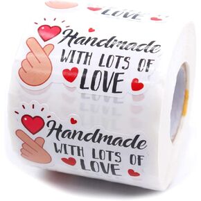 Cute Hand Made with Love Stickers,Funny Handmade with Lots of Love Business Stickers,Handmade Stickers,Handmade Package Stickers,Mail Envelopes Stickers for Small Business 500 PCS in Kuwait