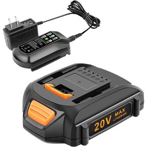 ADVTRONICS Replacement Worx 20V Battery and Charger Kit for Worx WA3525 WA3520 WA3575 WA3578 20V PowerShare Battery, for Worx 20V and 40V (2X20V) Cordless Tools (1 Battery & 1 Charger)