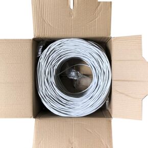 XM-C6-1000-GY Cat6 1000Ft 23AWG UTP Solid Ethernet 4-Pair Network LAN Bulk CCA Cable with Easy Pull Box, Gray