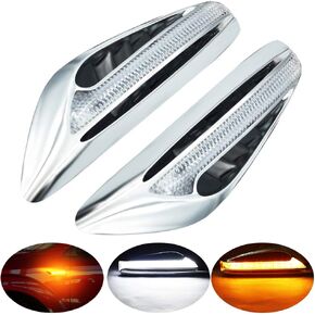 Blade Shape LED Side Marker Light Double Colors Driving Light White & Turn Signal Light Yellow/Amber Replacement Lights for some motorcycle.2-Pack.White-Amber. (Red+Amber)