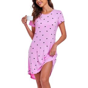 قميص نوم نسائي من EISHOPEER قميص نوم لطيف بأكمام قصيرة قميص نوم ناعم، تي شيرت نوم، أرجواني L in Kuwait