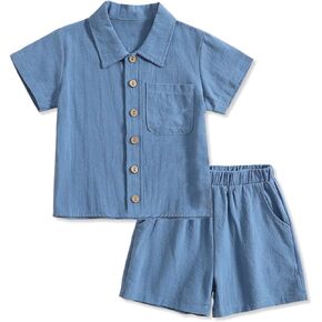 SANGTREE Toddler Baby Boys Cotton Linen Clothing Sets, 12 Months - 5 Years