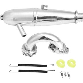 RC Car Exhaust Pipe, Aluminium Alloy Dual Exhaust Joint Tube for HSP Redcat 1/8 RC Car/SH GO 21/28CXP Engine RC Model Upgrade Part Accessory