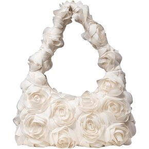 Verdusa Women's 3D Rose Applique Shoulder Bag Floral Hobo Handbags