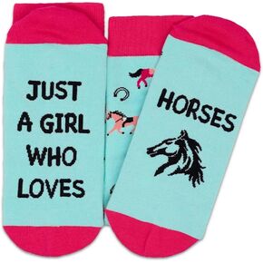جوارب Just A Girl Who Loves Horses، جوارب الخيول، جوارب قطنية مضحكة ومبتكرة بتصميم مجنون للنساء والمراهقين، زوج واحد - هدية مضحكة لمحبي الخيول. (071) in Kuwait