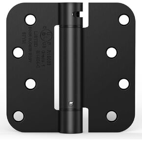 Self Closing Door Hinge, Auto Closing Spring Hinge with Adjustable Tension, 4 x 4 Inch, 5/8'' Radius Corners, for Home Interior, Exterior, Cabinet Doors and Commercial Use, Satin Nickel, 1 Pack