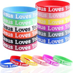 CCINEE 36pcs Jesus Loves You Bracelets Colorful Silicone Wristbands Rubber Bracelets Christian Jesus Wristbands Inspirational Bracelet for Men Women Kids Party Favors