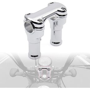 Top Cover 4" Tall Riser 1-1/4" Diameter Handlebar One Piece Clamp Designed for Harley Most Models, Black