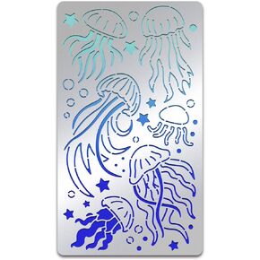 BENECREAT Jellyfish Star Stencil, Sea Animal Templates Ocean Creatures Stainless Steel Stencil for Wood Burning, Drawing, Pyrography, Engraving and Astrology, 4x7"