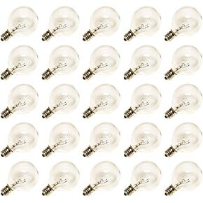 Abeja G40 Frosted Replacement Light Bulbs, 5W Clear Globe Bulb fits E12 C7 Candelabra Screw Base Sockets, 1.5 Inch Dimmable Light Bulbs for Indoor Outdoor Patio Decor, Pack of 25