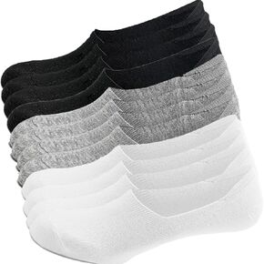 No Show Socks للرجال مقاس 8-12 جوارب غير مرئية منخفضة القطع بدون كعب مع قبضة غير قابلة للانزلاق 6 أزواج في الصندوق