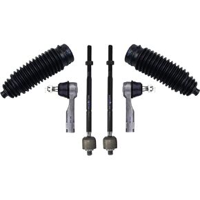 6 Pc Front Inner and Outer Tie Rod Ends Rack & Pinion Bellow Boots Steering Kit