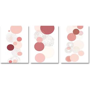 Pink Wall Art Bedroom Girly Canvas Wall Decor Art Bright Abstract Geometric Boho Wall Art Prints Girl's Bedroom Decor Pictures Minimalist Wall Art Painting