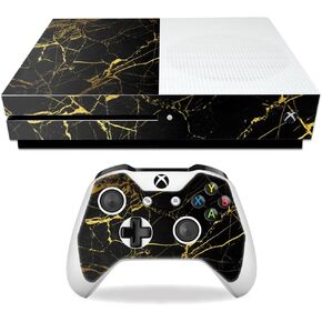 MightySkins Skin Compatible with Microsoft Xbox One S - Black Gold Marble | Protective, Durable, and Unique Vinyl Decal wrap Cover | Easy to Apply, Remove, and Change Styles | Made in The USA