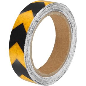 ACROPIX Universal 2.5cmx9m Yellow and Black Arrow Car Reflective Stickers Reflective Tape Safety Warning Reflective Protector - Pack of 1