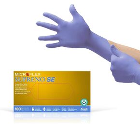 Microflex SU-690 Disposable Nitrile Gloves, Latex-Free, Powder-Free Glove for Cleaning, Mechanics, Automotive, Industrial, or Medical applications, Violet, Size Medium, Box of 100 Units