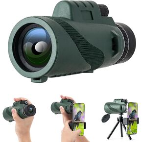 BOOMIBOO 10X42 Monoculars for Adults and Kids High Powered FMC Multi-layer Coated Lenses & BAK4 Prism with Smartphone Holder & Tripod, Gifts for Men, Compact Telescope for Camping Hiking Bird Watching