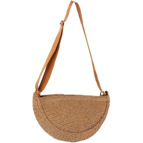 Straw Crossbody Bag Woven Purses for Women 2024 Summer Beach Straw Purse Fashion Handmade Shoulder Bag Crochet Purse