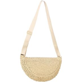 Straw Crossbody Bag Woven Purses for Women 2024 Summer Beach Straw Purse Fashion Handmade Shoulder Bag Crochet Purse