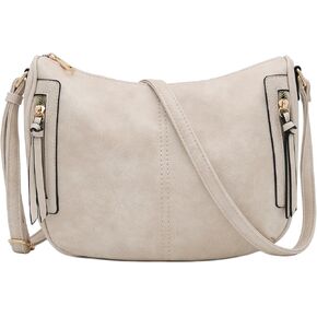 FashionPuzzle Faux Leather Two Front Zipper Pocket Crossbody Saddle Bag