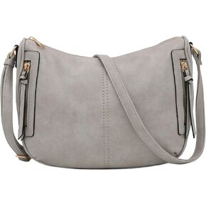 FashionPuzzle Faux Leather Two Front Zipper Pocket Crossbody Saddle Bag