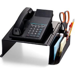 Officemate Telephone Stand, Laptop Stand, Black Plastic Computer Riser, Laptops Elevator for Desk, 12.5 x 10 .125 x 5.25 Inches, Black (21522)