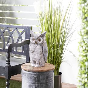 Deco 79 Polystone Owl Decorative Garden Sculpture Indoor Outdoor Garden Statue, Outdoor Sculpture 9" x 7" x 17", Gray