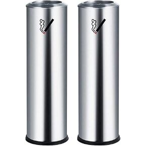 2PCS Standing Ashtray Outdoor for Patio Tall Outside Ashtrays for Cigarette Butt Receptacle Disposal Commercial Metal Cigar Ash Tray Container