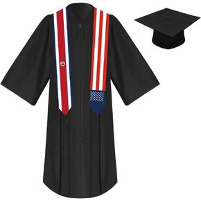 2024 Unisex St 72 Inch Costa Rica Flag and USA Flag Mixed Graduation Stole Sash Graduation Scarf For Graduation's Day (Baccalaureate Gown and Hat Not Included)