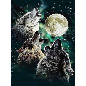 ARAZADR Cross Stitch Kits for Décor Wolf Stamped Full Range of Embroidery Starter Kits for Beginners DIY 11CT 3Strands Counted Kits Handmake Crafts Supplies Printed Picture for Adults 11.81×15.75Inch