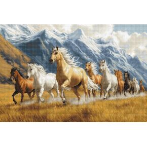Luca-S Cross Stitch Kit Gold - Free Spirit, B704, Counted Cross Stitch Kit for Adults, Needlecraft and Embroidery Kit