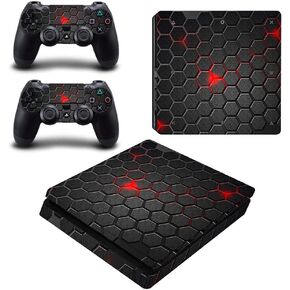 غلاف من الفينيل لوحدة التحكم وأجهزة التحكم PS4 Slim فقط، ملصق لتزيين وحماية سطح المعدات، عش أسود in Kuwait