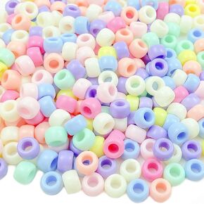 Pony Beads, 300 Pcs Rainbow Acrylic Craft Beads, Colorful Round Plastic Spacer Beads for DIY Jewelry Craft Making Necklace Rainbow Bracelet