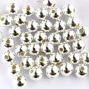Tacool (TM) 50pcs Genuine 925 Sterling Seamless Silver Round Ball Beads Spacer for Jewelry Making Findings (4mm)